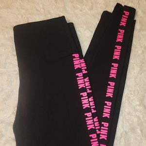 Victoria's Secret Pink Black and Hot Pink Pants Brand New